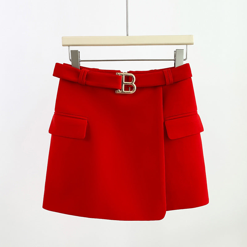 Belt Metal Buckle Shorts Skirt